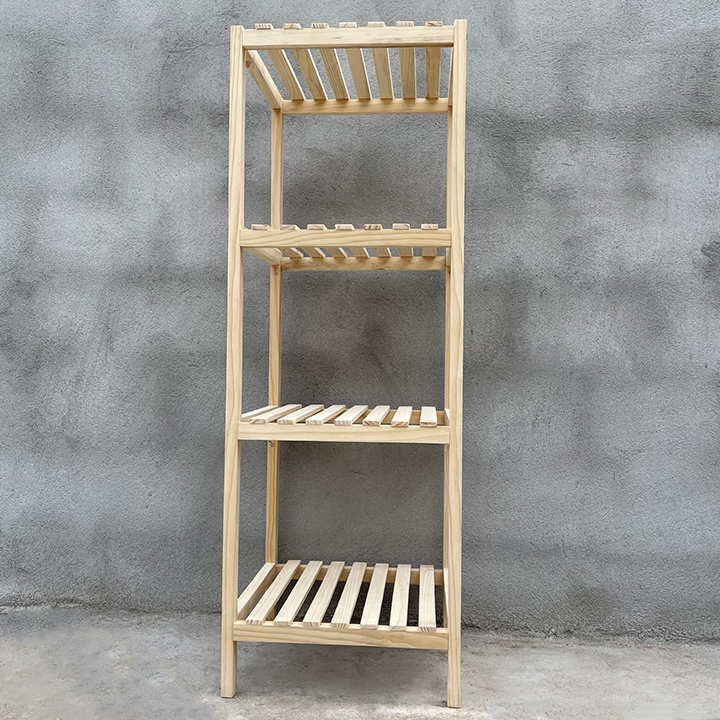 Kệ Tab 4 tầng gỗ thông tự nhiên sơn màu trắng trang trí, decor