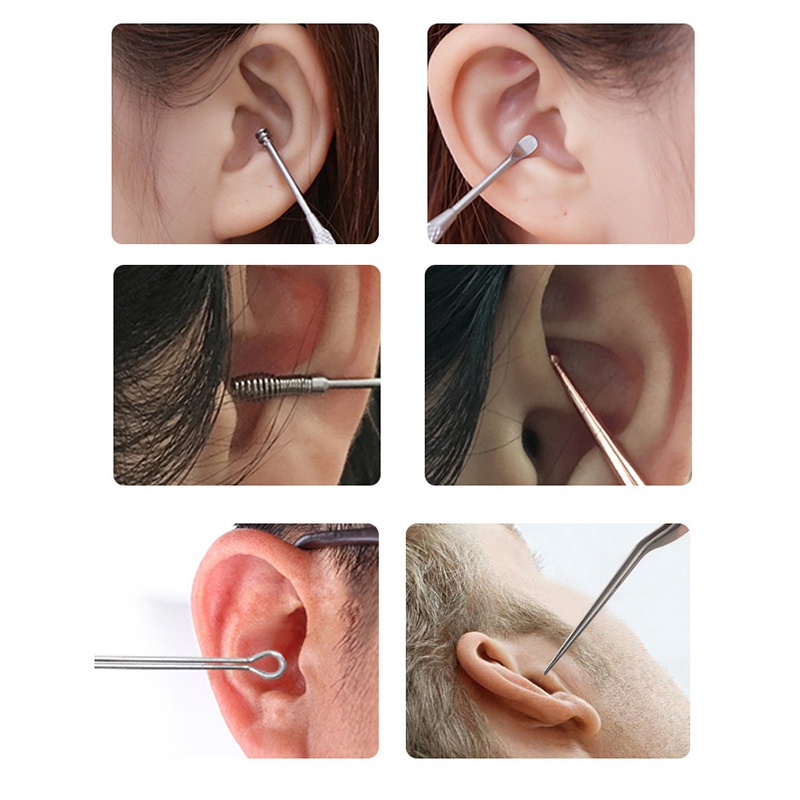 [Hàng mới về] Set 7 dụng cụ lấy ráy tai bằng thép không gỉ tiện dụng kèm hộp đựng