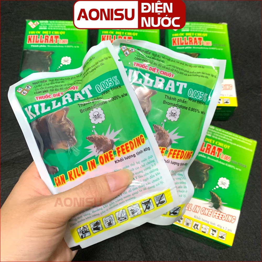 Thuốc Diệt Chuột Sinh Học Thế Hệ Mới KILLRAT HỘP 80G XANH LÁ Hàng Công Ty - Bả Chuột Cực Mạnh AONISU