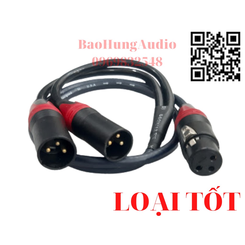 Dây cáp tín hiệu canon cái cao cấp ra 2 đầu canon đực, Giá 1 dây.