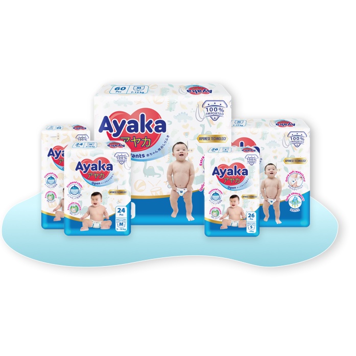 Tã quần trẻ em AYAKA Công Nghê Nhật Bản Size S32 32 miếng/gói dành cho bé 4-8kg - Thương Hiệu