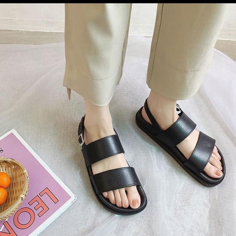 Sandal nữ, dép 2 quai ngang có quai hậu đi học, đi chơi thời trang sang chảnh DS1T đế cao su mềm dẻo chống trơn .