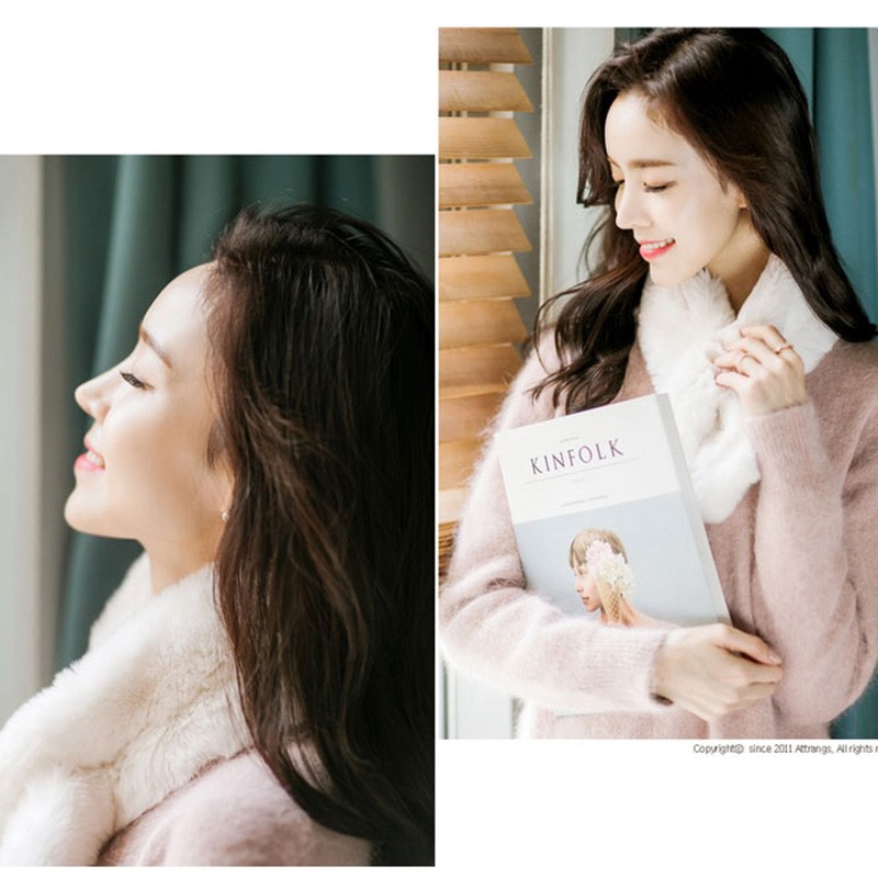 Khăn choàng vải lông thỏ thời trang phong cách thu đông