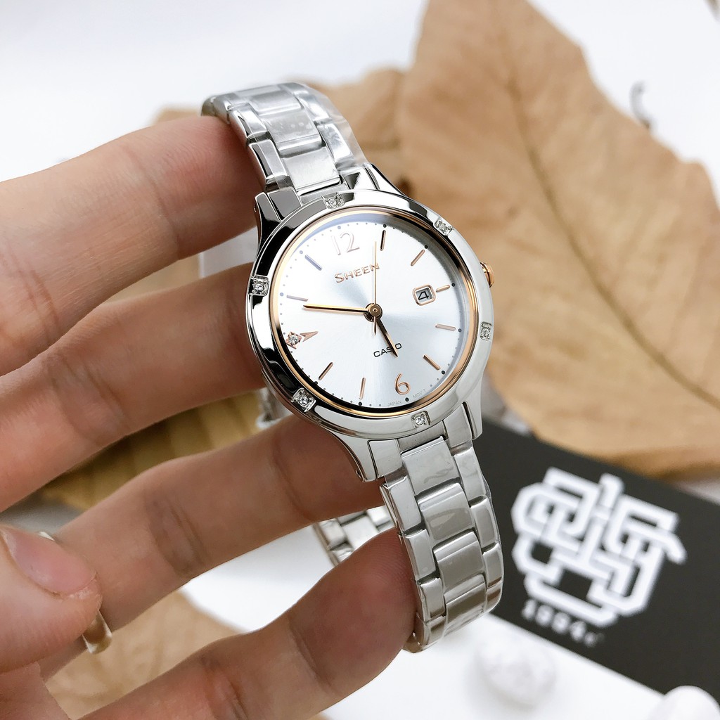 Đồng hồ nữ Casio SHEEN SHE-4533 / SHE-4533D-7A mặt kính Sapphire chống trầy, hàng chính hãng