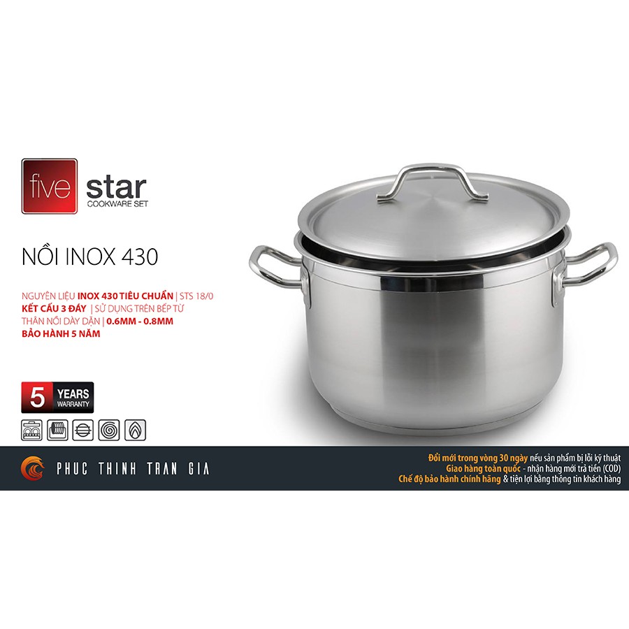 Nồi luộc gà Fivestar 3 đáy inox 430