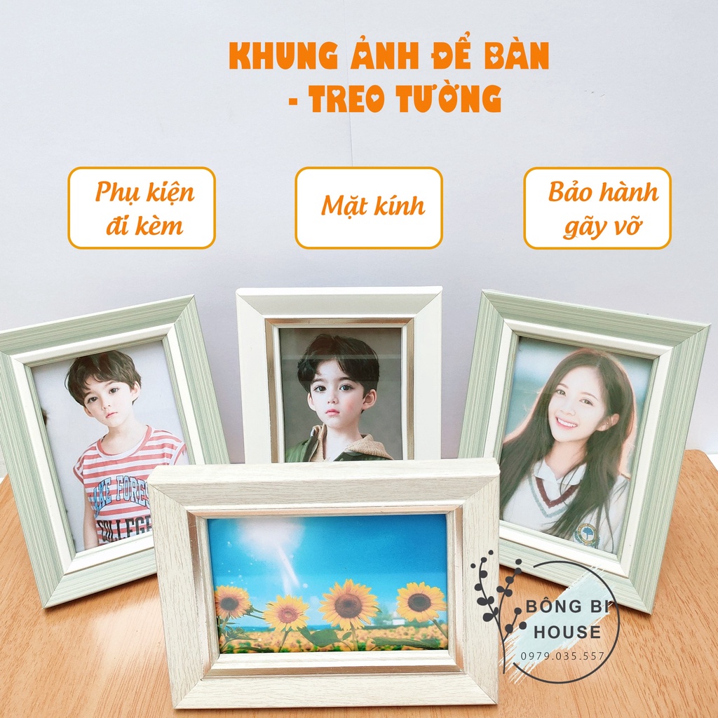 Khung hình gỗ đẹp - khung ảnh để bàn hoặc treo tường có đường viền BONGBIHOUSE