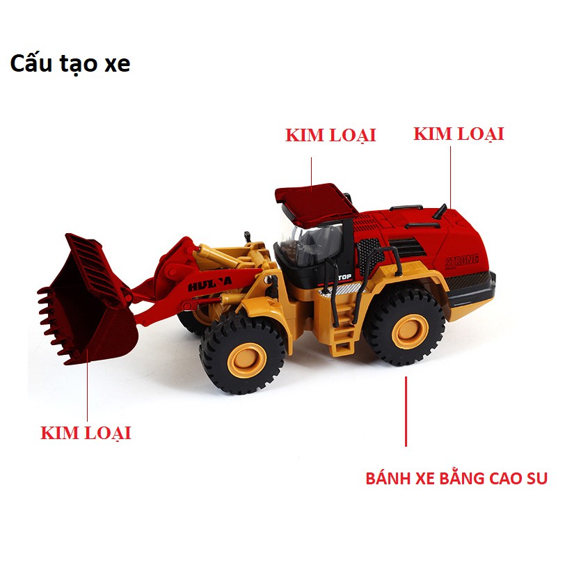 Mô hình xe xúc ủi đất đồ chơi trẻ em tỉ lệ 1:50 bằng kim loai và nhựa