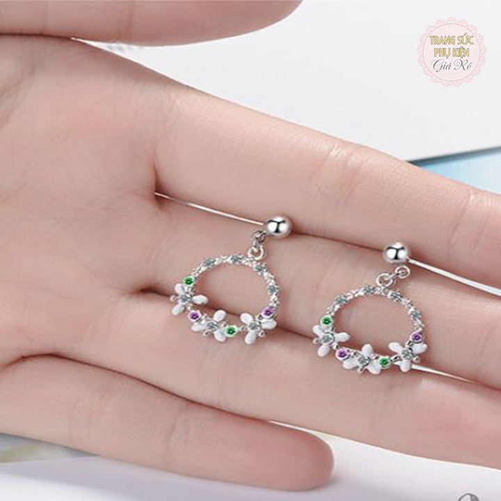 Bông tai nữ dáng dài vòng hoa thời trang Hàn cực xinh HT190