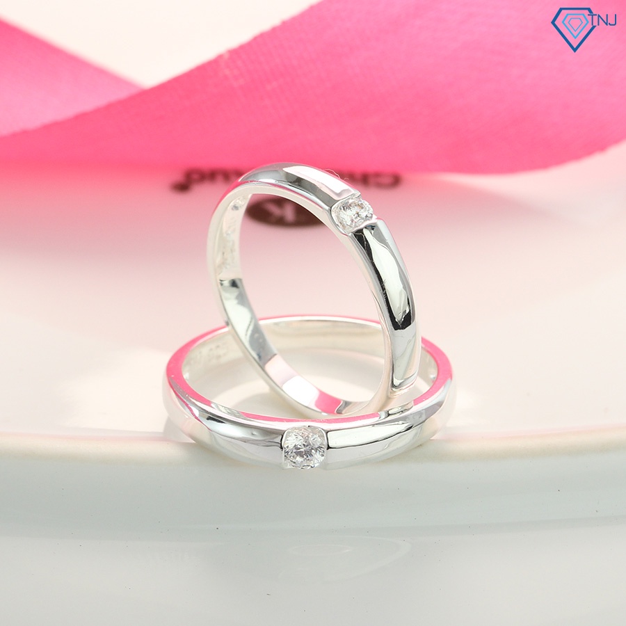 Nhẫn cặp bạc nam nữ đơn giản khắc tên theo yêu cầu ND0412 Trang Sức TNJ