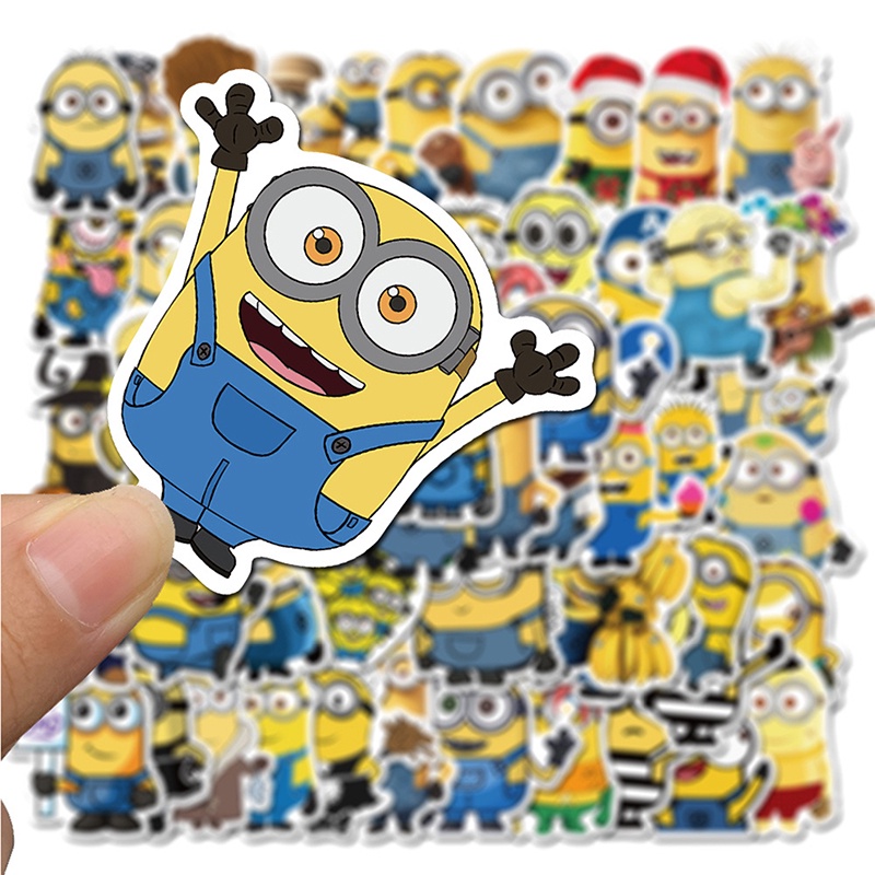 Set 50 miếng dán hình dạng Minions hoạt hình đáng yêu vui nhộn dành cho điện thoại máy ghi âm