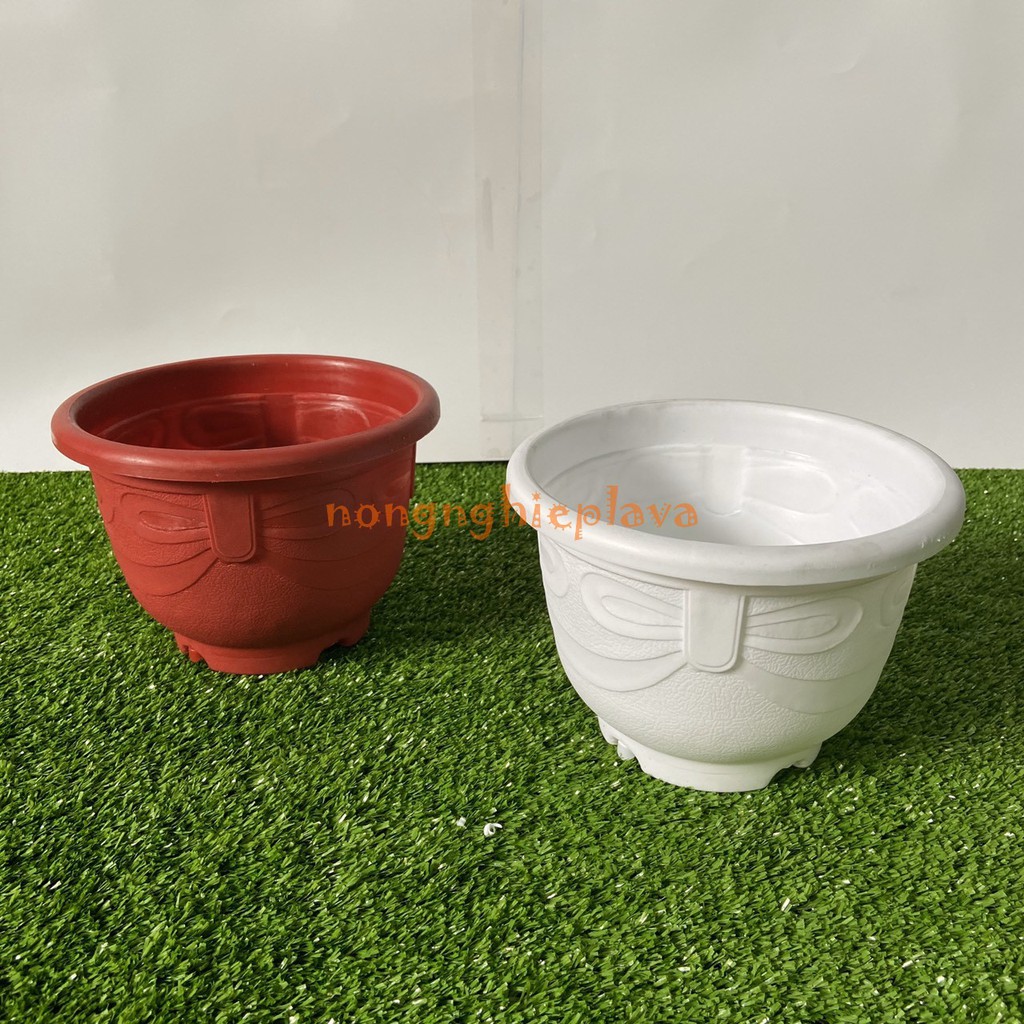 Chậu Nhựa Tròn Nơ 18x13cm Trồng Cây, Hoa Kiểng