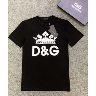 Áo thun DOLCE & GABBA tay ngắn cổ tròn in hình vương miện và chữ DG lớn không bị bóng không phai màu phong cách cá tính