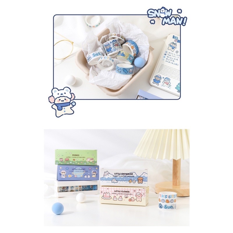 Set 7 cuộn băng dính hoạt hình washitape dễ thương