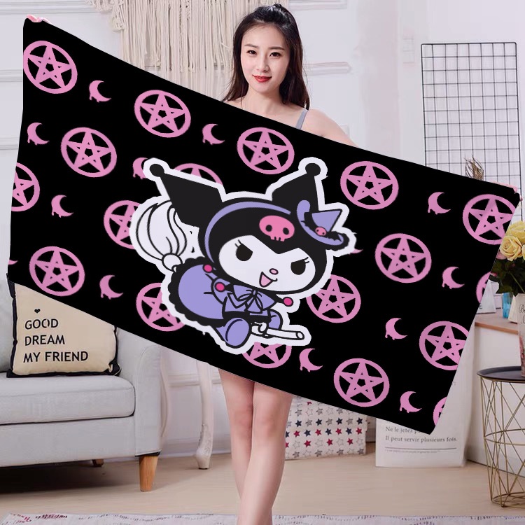 Khăn Tắm Sợi Nhỏ Thấm Nước Nhanh Khô Họa Tiết Hoạt Hình Sanrio Kuromi Melody