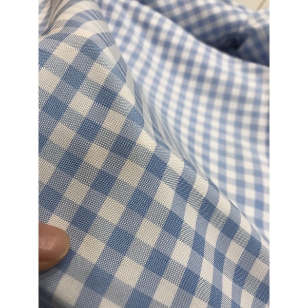 Vải Cotton sọc caro màu xanh biển co giãn nhẹ mềm mặc mát  may đầm váy,áo sơ mi Nam Nữ,đồ bộ
