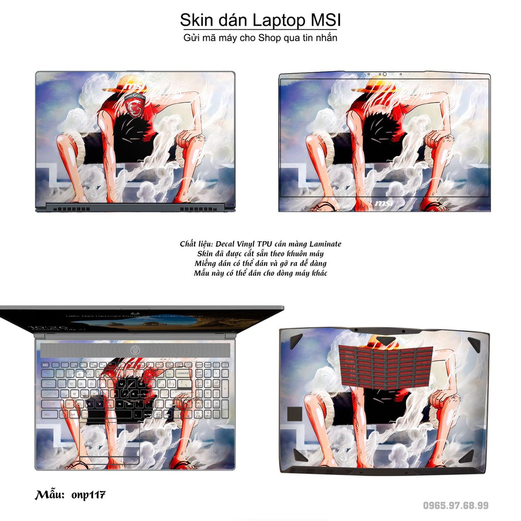 Skin dán Laptop MSI in hình One Piece nhiều mẫu 13 (inbox mã máy cho Shop)