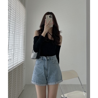 Q5530 Quần short jeans gập gấu basic Audrey
