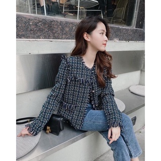 Khoác tweed xanh màu siêu yêu sale cực sốccx