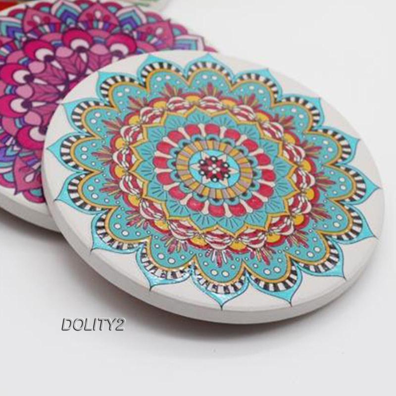 Bộ 8 đế lót ly hình tròn bằng sứ + giá đỡ tiện dụng cho nhà bếp