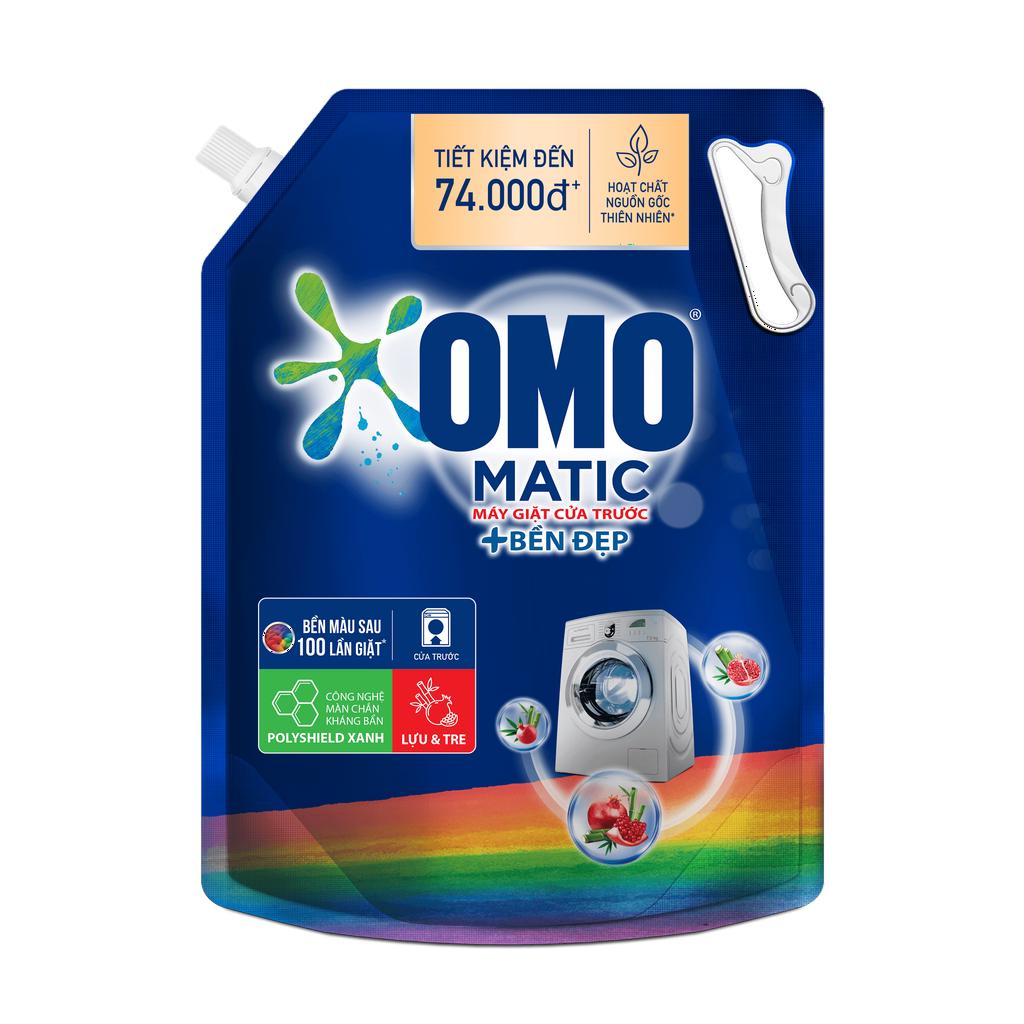 [FMCGMALL -8% ĐH 250K] Combo 2 Túi Nước giặt OMO Matic chuyên dụng Cửa Trước Bền Màu với tinh chất Lựu Tre 3.6kg/túi