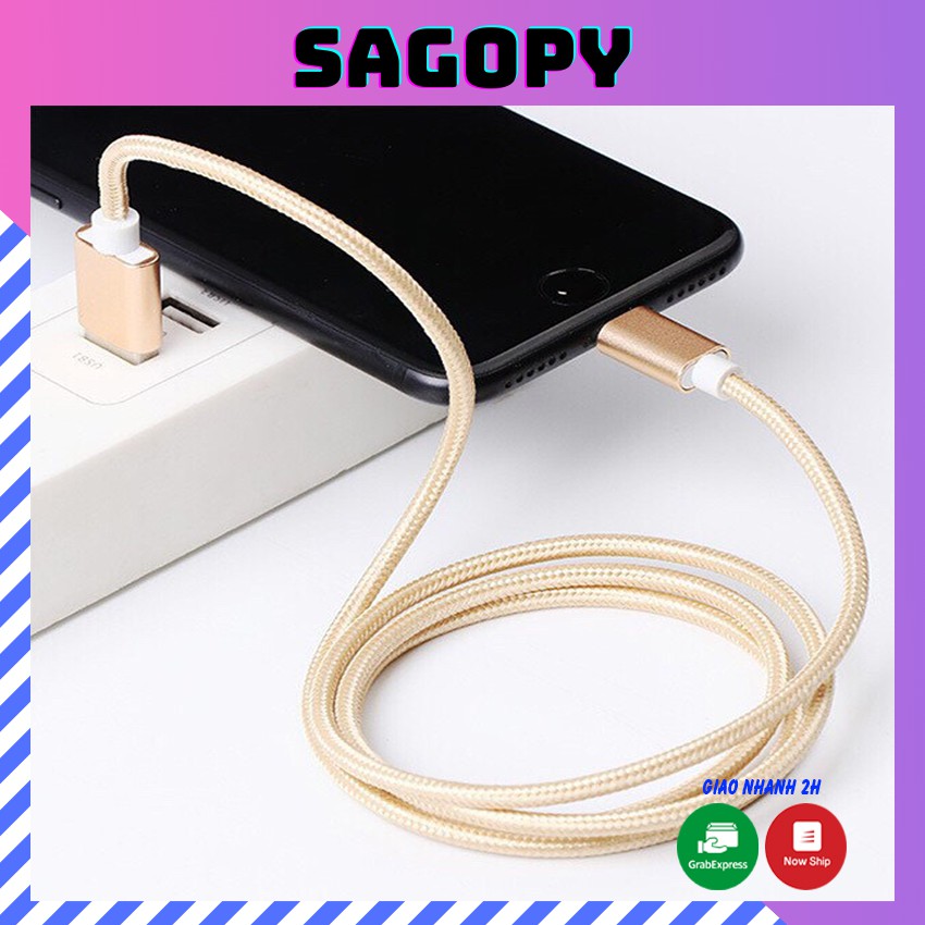 
                        Dây cáp sạc Lightning, Samsung type c, micro usb android, dây cáp sạc điện thoại 1m dây dù chính hãng giá rẻ Sagopy
                    