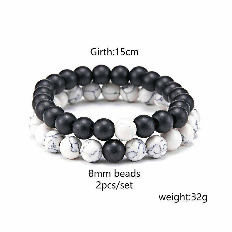 Set 2 Vòng Tay Chuỗi Hạt Đá Tự Nhiên 8mm Cho Cặp Đôi
