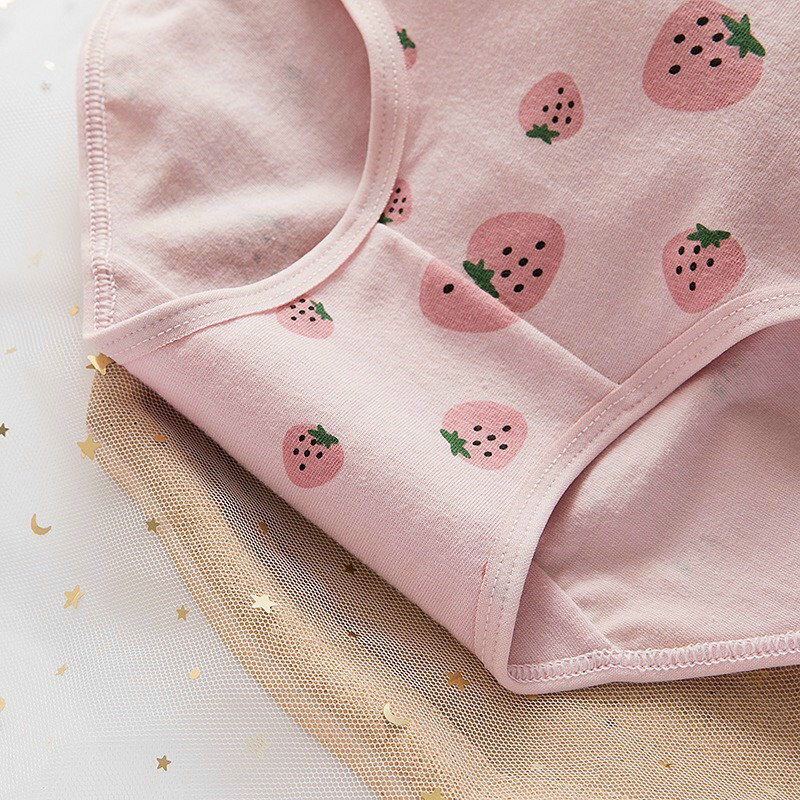 Combo 5 Quần Lót Nữ Cotton Cute Dễ Thương Hình Dâu hồng Siêu Hot