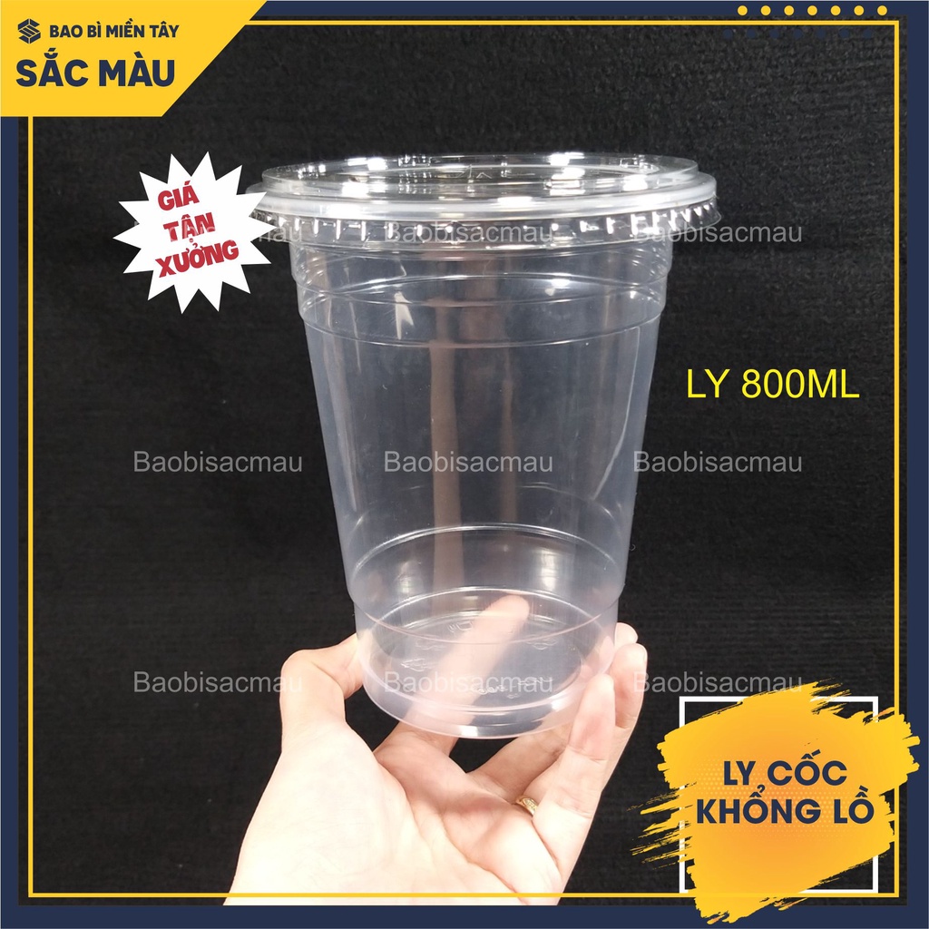 Sỉ 50 cốc nhựa/ ly nhựa PP khổng lồ 800ml, 900ml, 1000ml  kèm nắp
