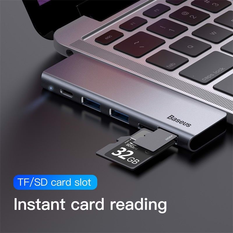 Bộ Hub Chuyển Đổi 5 trong 1 Baseus Harmonica Type C to USB 3.0, TF/SD Card Reader, Type C PD Adapter Cho iPad/Macbook