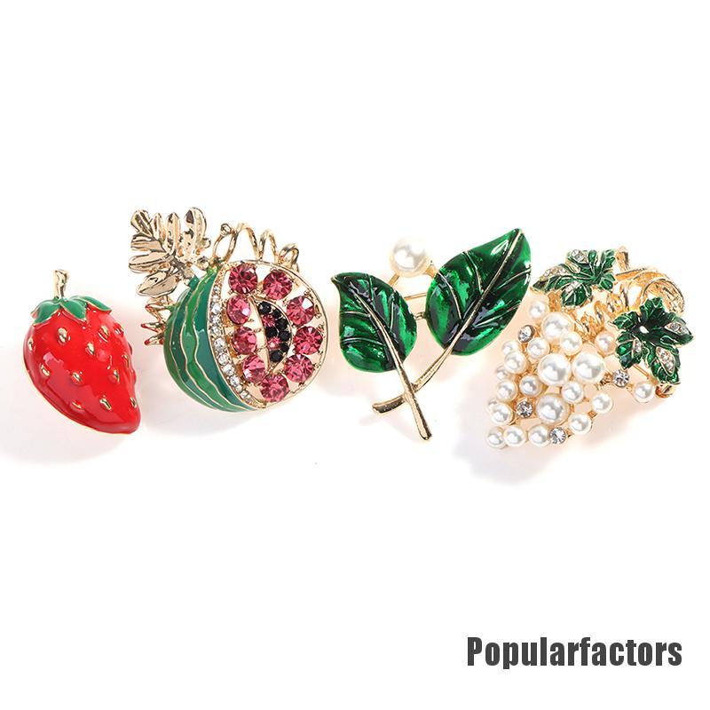 Ghim cài áo trang trí hình trái cây đính ngọc trai bằng hợp kim thời trang cho nữ dự tiệc