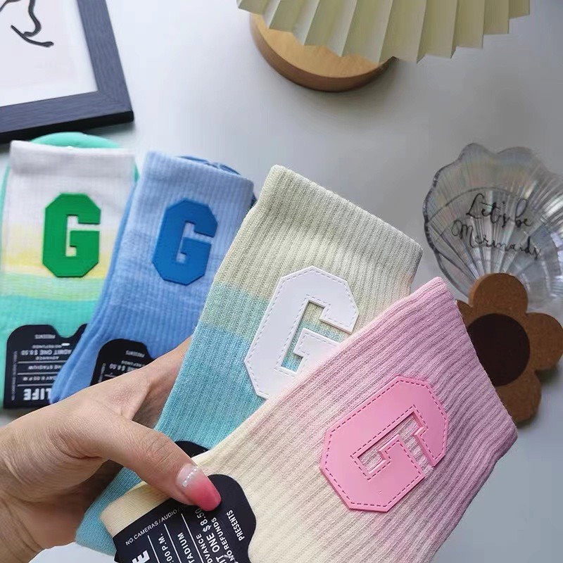 TL71 Tất vớ nữ cổ cao chữ G màu OMBRE chất len tăm