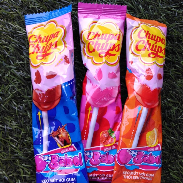 Combo 3 chiếc kẹo mút Chupa Chups hương trái cây nhân sing gum