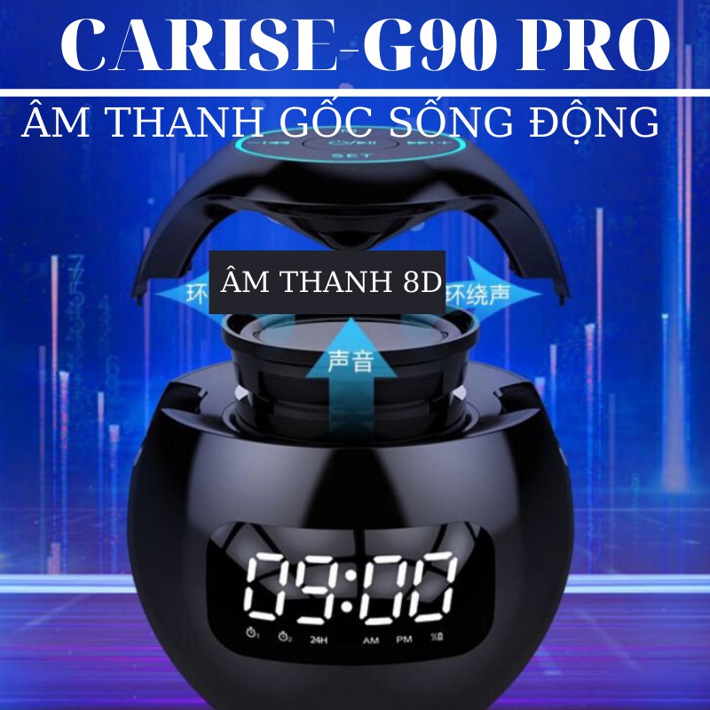 LOA CARISE G90 PRO-LOA BLUETOOTH ÂM THANH 8D TÍCH HỢP THÊM ĐỒNG HỒ