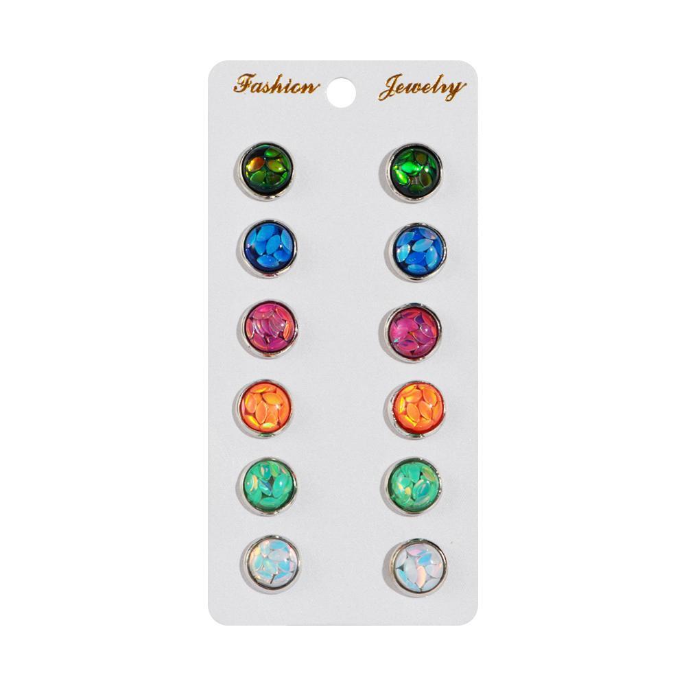 JUNE Set 6 Đôi Khuyên Tai Đính Đá Thời Trang Cho Nữ