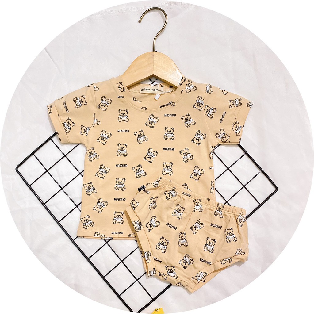 Bộ Chip In Hình Gấu Cho Bé Trai Bé Gái Minky Mom - Chất Cotton 100% Co Giãn Tốt Mềm Mịn Thoáng Mát Thấm Hút Mồ Hôi