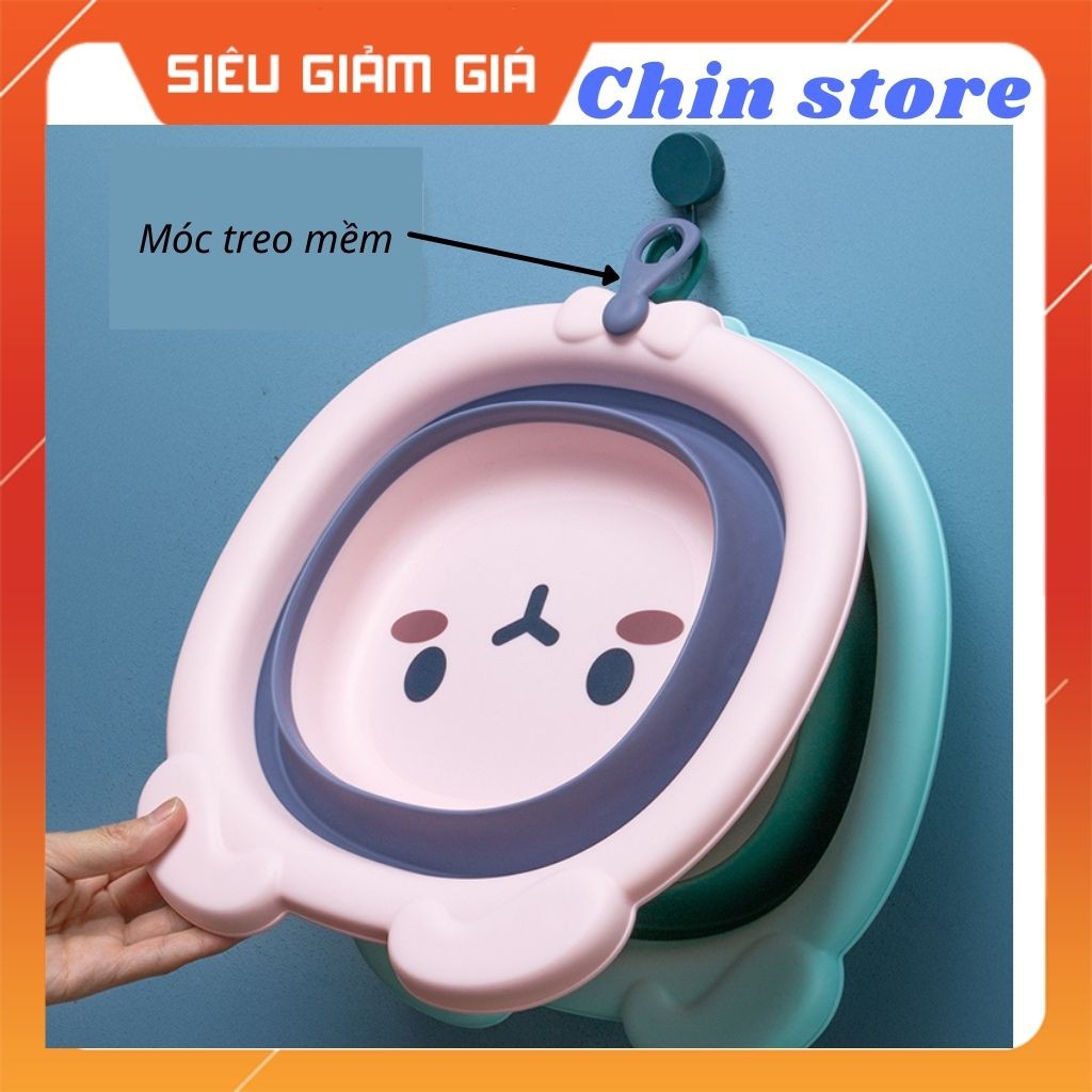 Chậu rửa mặt silicon gấp gọn đa năng cho bé hình con gấu 10*30*23 cm 9 (gồm hai khăn mặt cho bé)