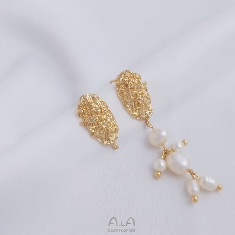 Set 2 Bông Tai Mạ Vàng 14K Hình Oval Thời Trang