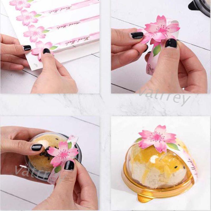 SAKURA Set 80 Miếng Dán Trang Trí Hộp Bánh Trung Thu Họa Tiết Hoa Anh Đào Dễ Thương