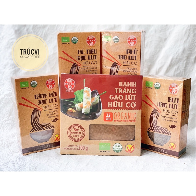 Bún Gạo Lứt Hữu Cơ Bích Chi eat clean hộp 200gr