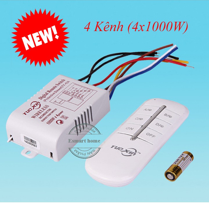 Cổng tắc điều khiển từ xa Rf 4 cổng TOUXIN điều khiển 4 thiết bị độc lập - DHDT