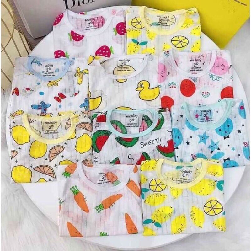 Bộ ngắn tay cho bé trai bé gái từ sơ sinh đến 16kg chất cotton giấy