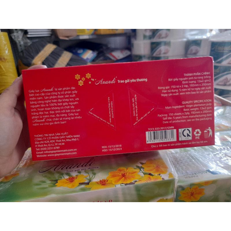 Khăn giấy hộp Anandi 150 tờ khuyến mãi mừng xuân