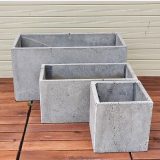 combo 3 chậu chữ nhật và chậu vuông trồng cây ban công bằng đá tổ ong dài 40cm, dài 30 và 15cm để đất hoặc treo tường