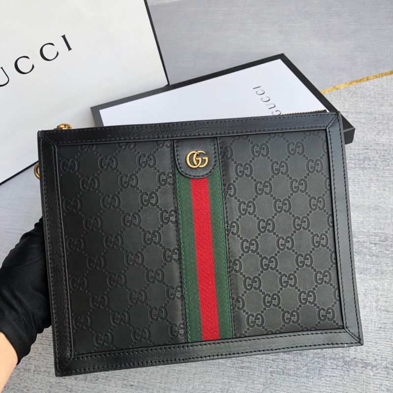Clutch nam logo thương hiệu Gucci GG/GC cao cấp da thật thiết kế siêu sang