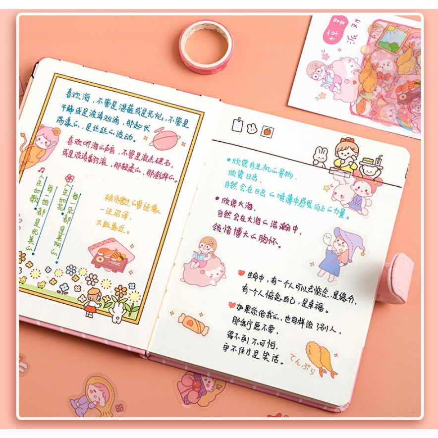 Bộ 40 sticker trang trí Telado - Cute schoolgirl hình dán sổ tay trong suốt | BSB125