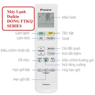 (HÀNG CHÍNH HÃNG GIÁ RẺ 39K) Điều khiển điều hoà DAIKIN ga 32( loại dài) -Bh 3 tháng lỗi trả đổi miễn phí