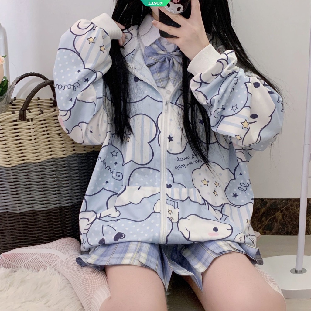 Áo Khoác Cardigan Dáng Rộng In Hoạt Hình Sanrio Cinnamoroll Kiểu Nhật Hàn Thời Trang Thu Đông 2020 Cho Nữ