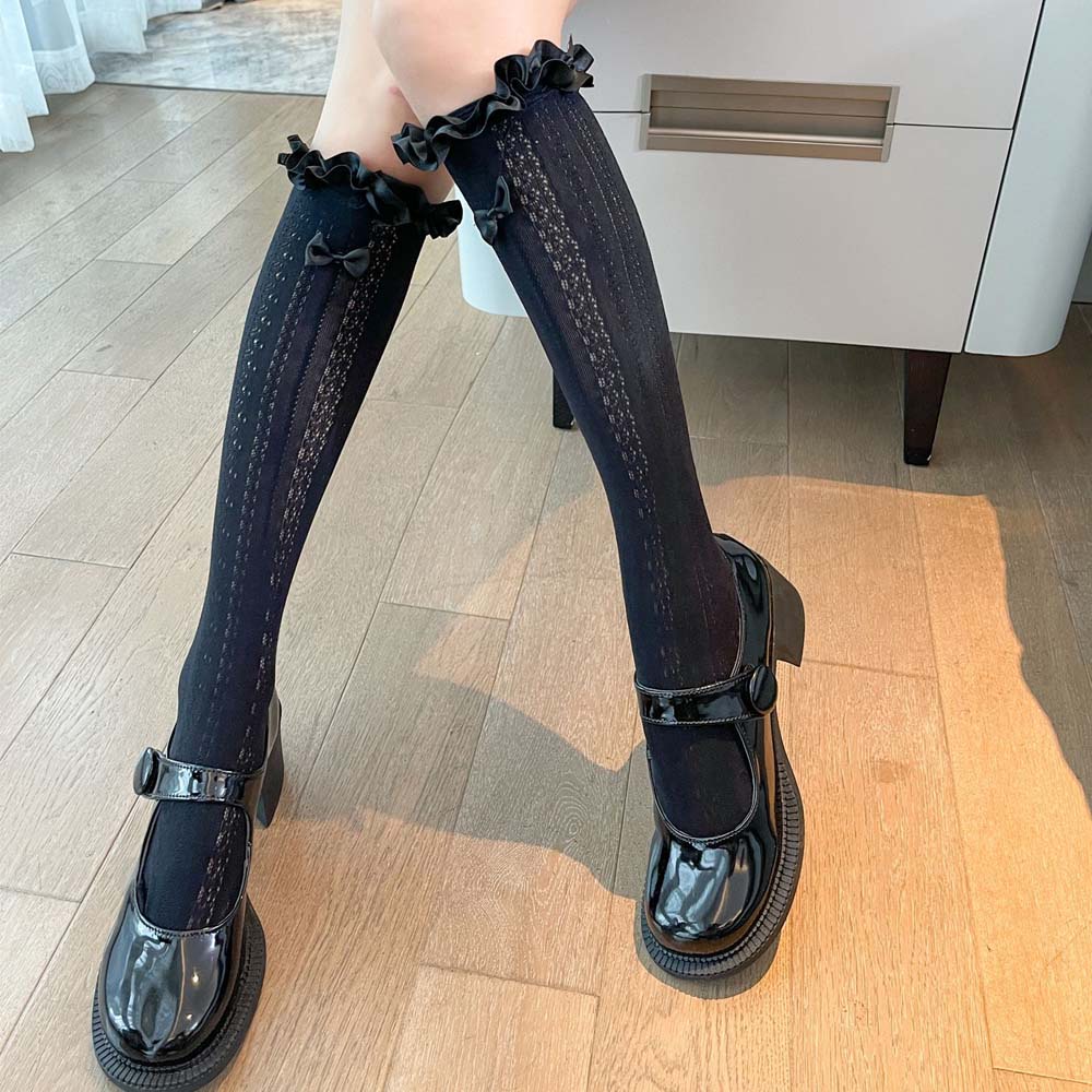 Vớ Lưới Nylon Co Giãn Đính Nơ Phong Cách Hàn Quốc Cho Nữ