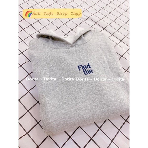 [Ảnh thật/Video] Áo nỉ Hoodie Find The có mũ, Áo nỉ bông thêu chữ Find The phong cách Hàn Quốc | WebRaoVat - webraovat.net.vn