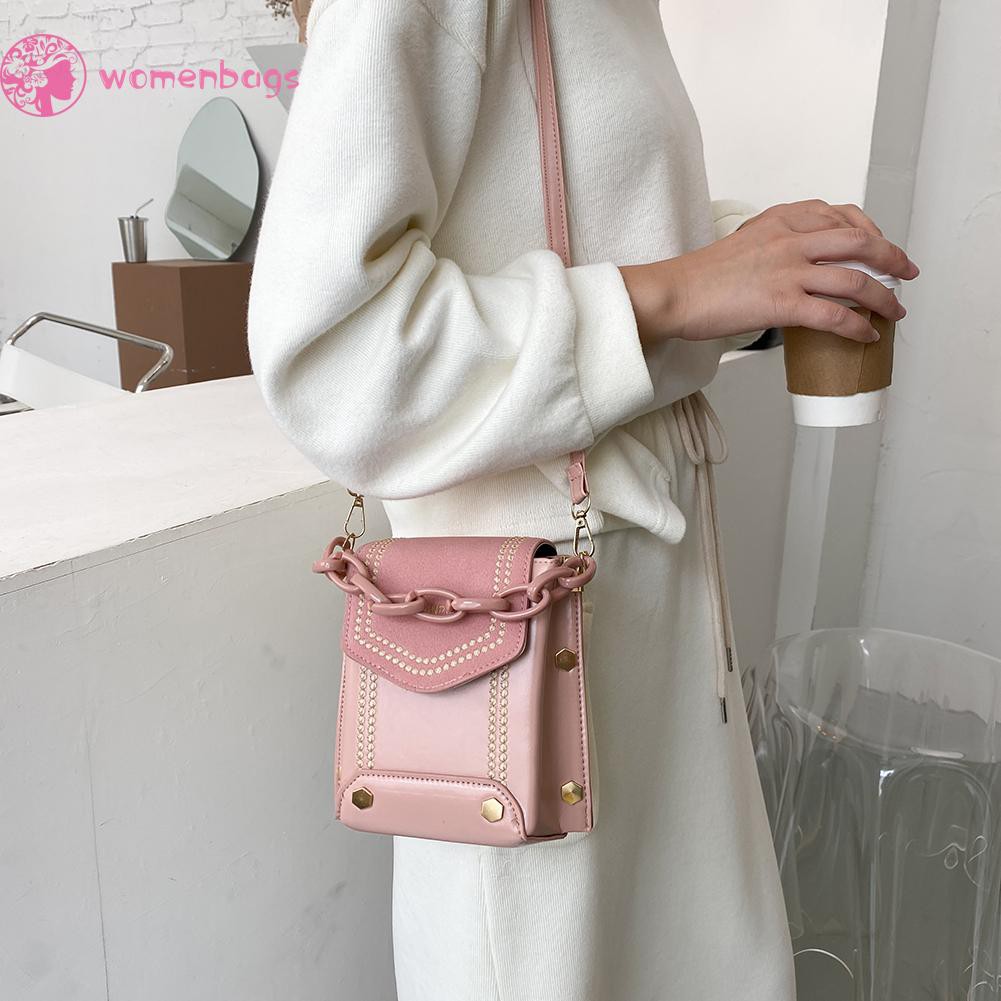 Túi Đeo Chéo Da Pu Phối Màu Thời Trang Cho Nữ